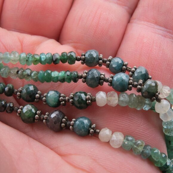 Sterling Silver Emerald Ruby Sapphire Necklace 130 CARAT tot Weight Multi Chain - Picture 3 of 7